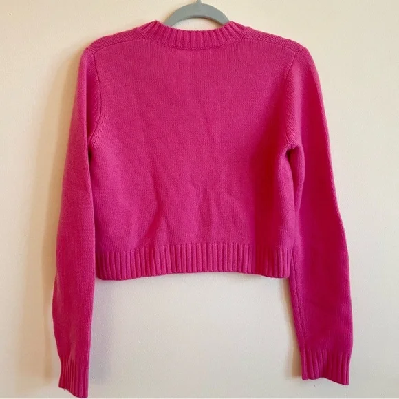 ORGANIC by John Patrick crop pullover V-neck cashmere sweater medium Minnie - Picture 6 of 8